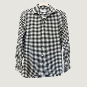 Ovadia & Sons Mens Gingham Button Down Shirt Dark Green White Size M Made in USA